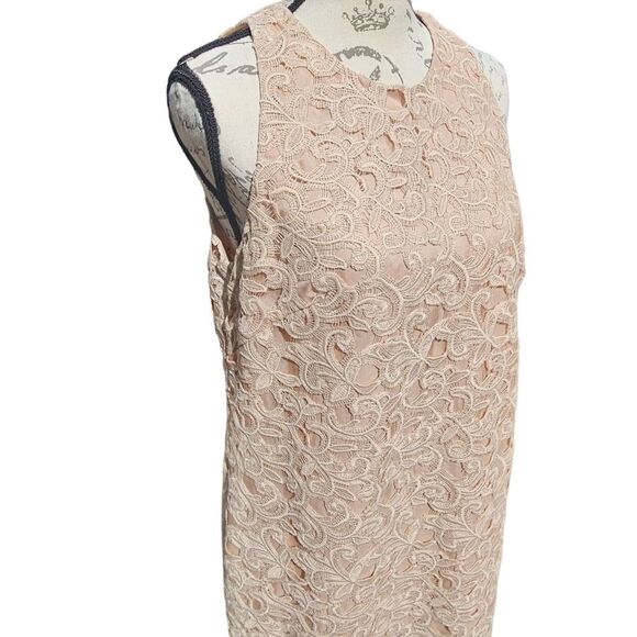 Carmen Marc Valvo MSRP $595 Blush Cream Cocktail Mini‎ Dress NWT Women Size 8 - Picture 2 of 10